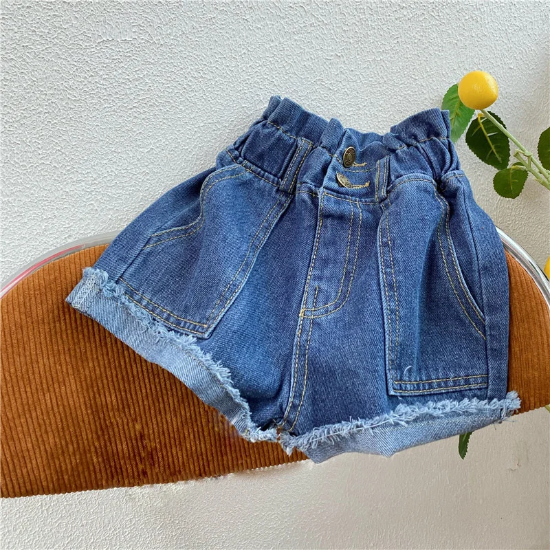 2-7 year Child Denim Short 2024 Summer Girls Baby Retro High Waist Hot Pants baby clothes for children casual jeans girls shorts