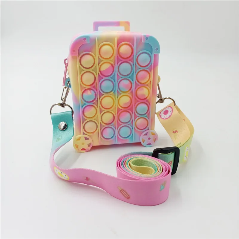 Оптовая продажа новый пузырчатый попит кошелек для девочек сумка через плечо игрушки-фиджеты игрушка-фиджет СДВГ тревожность школьный силиконовый