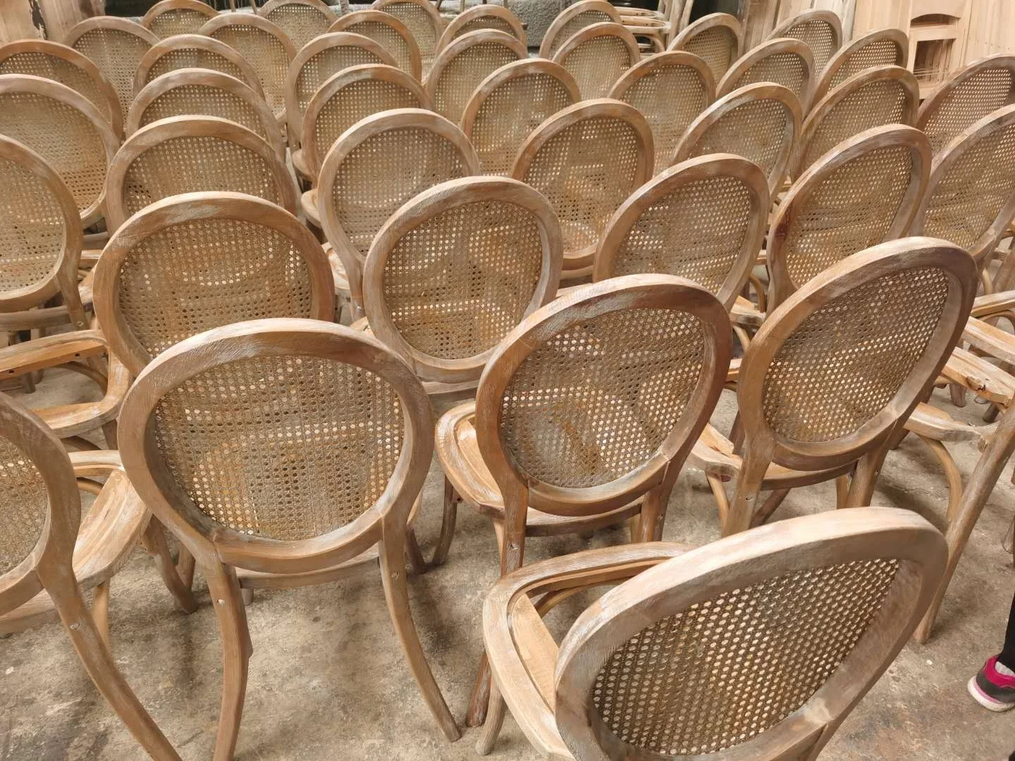 Round Back Cane Wicker Rattan Mesh Back Wood Restaurant Catering Cafe Dining Chair
