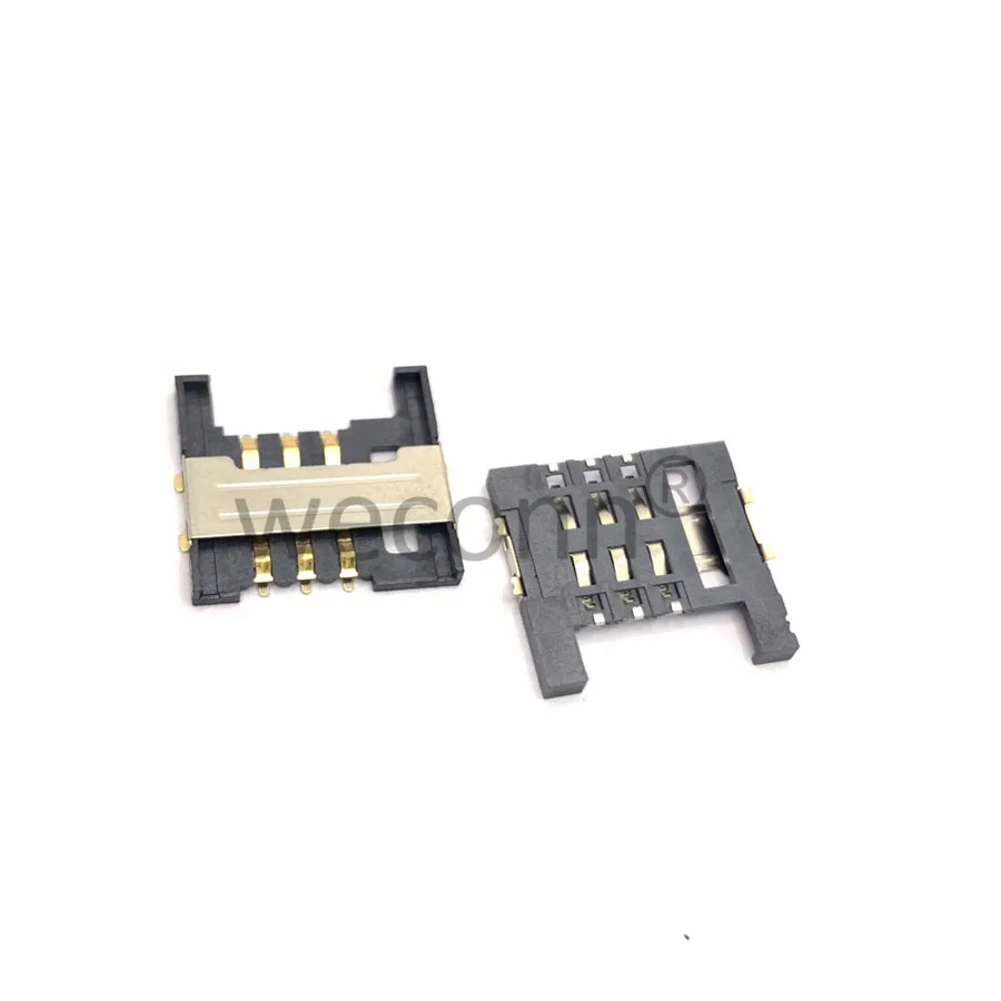 Smart card connector SMT push pull type 2.0H 6pin sim connector