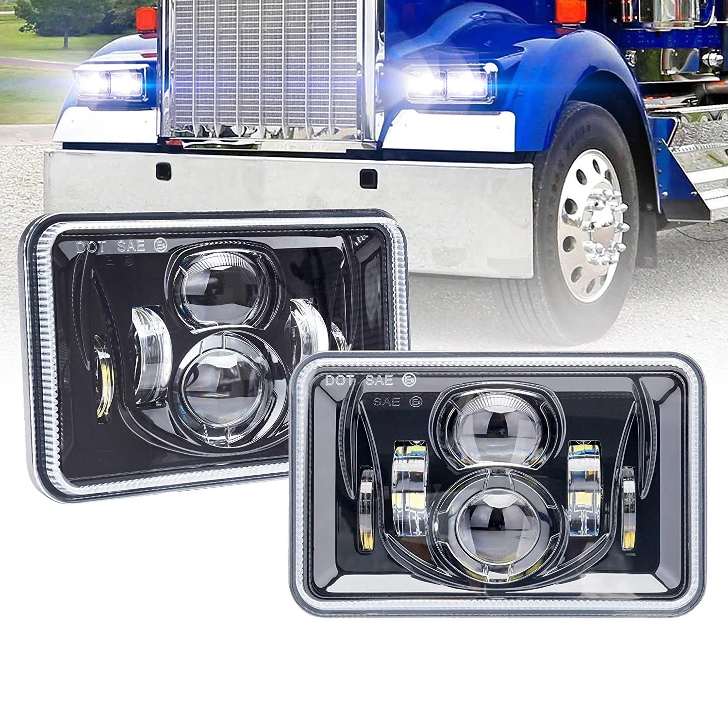Truck Accessories 4x6 Truck Lighting Led Projector Headlight DOT SAE 4x6 inch rectangular headlight for kenworth heavy truck