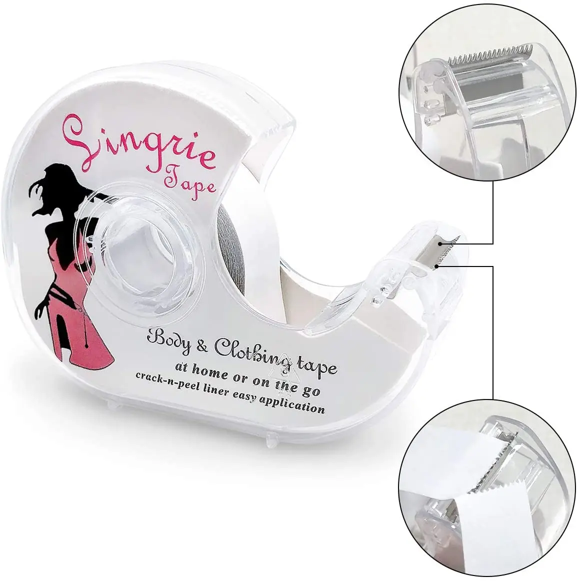 All Day Strength Tape Adhesive 50 Strips Double-Sided Tape for Fashion with Dispenser for Clothes Dress and Bra