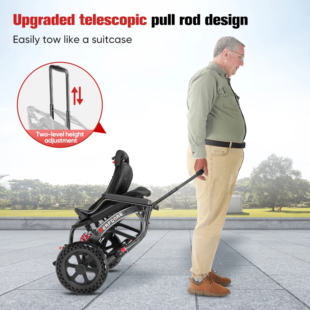 12Inch Big Wheel Off Road Outdoor Strong Shock Absorbed Wheelchair Durable Carbon Transfer Portable Ergonomic Manual Wheelchair