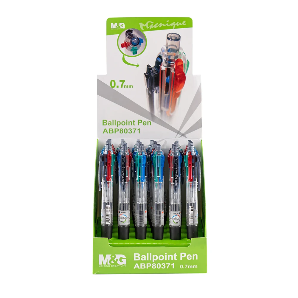 M&G Multicolor new ballpoint pen 0.7mm Retractable roller writing pen ballpoint Soft Rubber Grip 4 in 1 roller ball pen