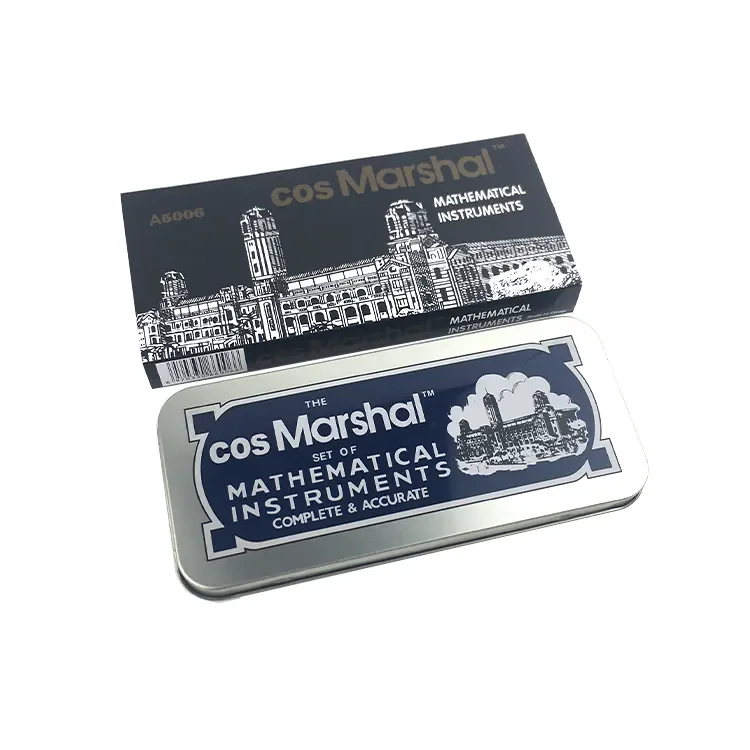 Hot Mathematical Instruments Compass Math Set Geometry Box Metal Rulers Multi Function Metal Bus Shape 3 Compartment 50ctns