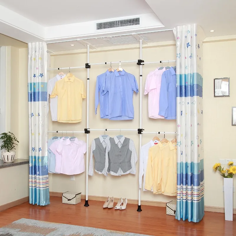 Small Custom Open Pipe Clothes Rack Adjustable Hanging Clothes Rack DIY Heavy Duty Portable Clothing Rack