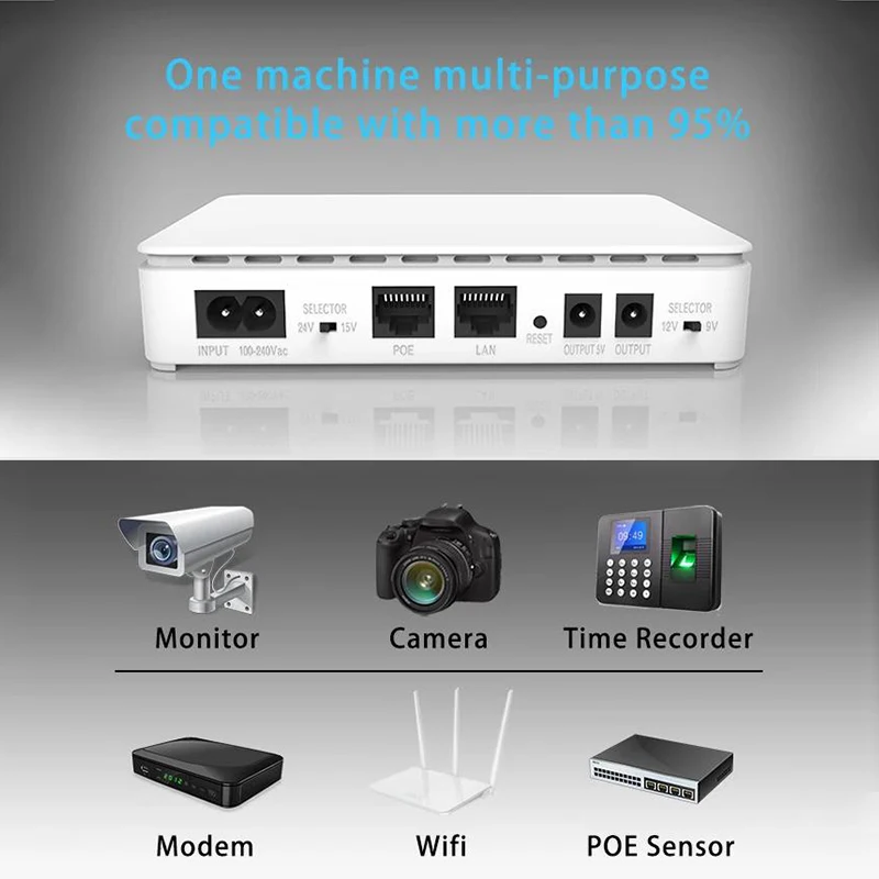 GCSOAR Mini DC UPS With Li-ion Battery 10000mAh DC Power Supply Mini UPS Para Modem With POE 15V 24V for Wifi CCTV Camera