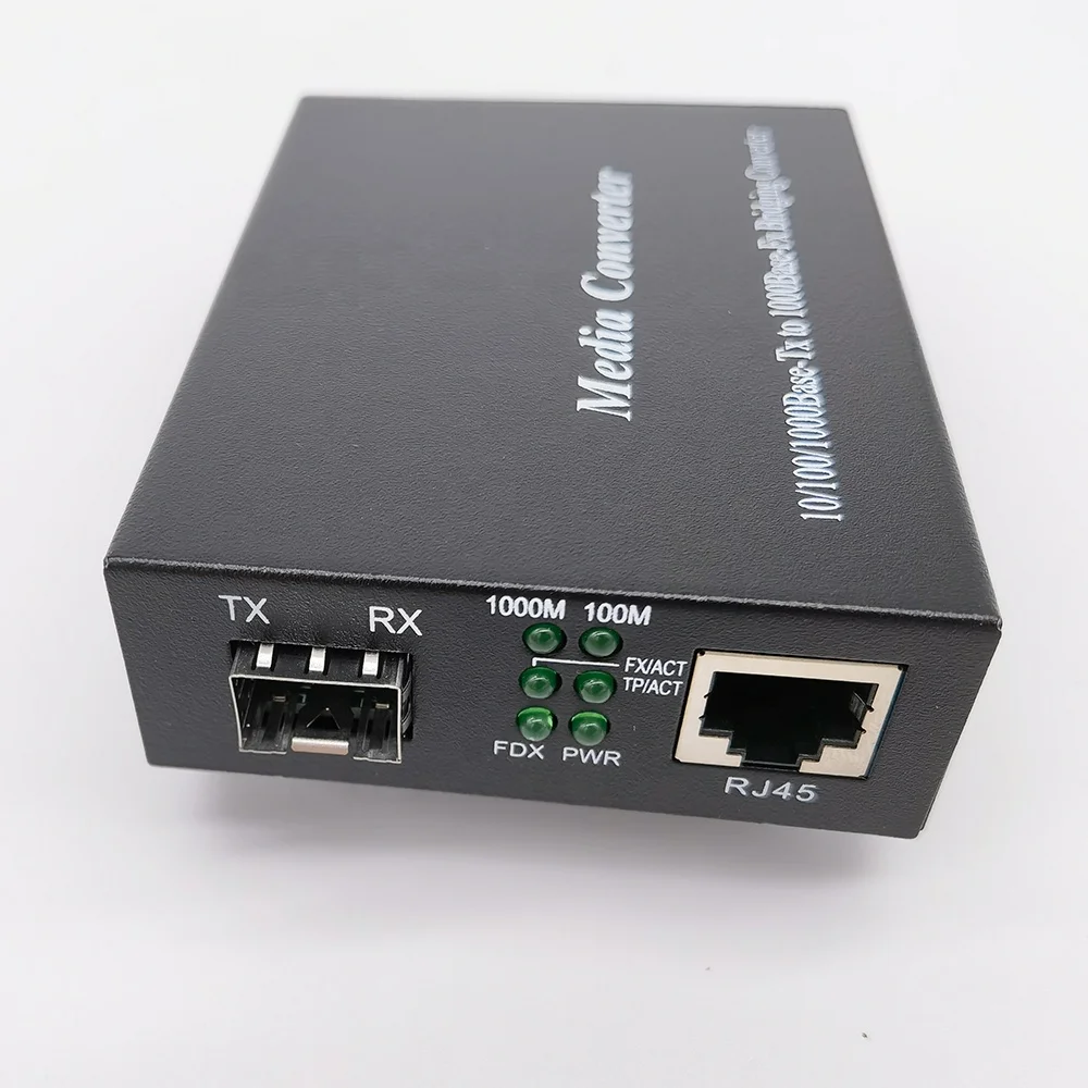 10/100/1000Base-T RJ45 to 1000Base-X SFP Slot Gigabit SFP to RJ45 Fiber Media Converter