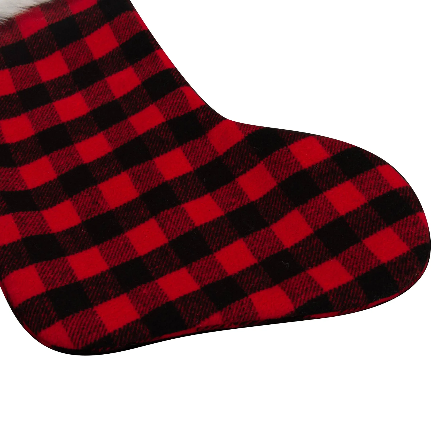 Black Red Plaid White Faux Fur Cuff Buffalo Check Socks for Holiday Christmas Decorations luxury christmas stocking