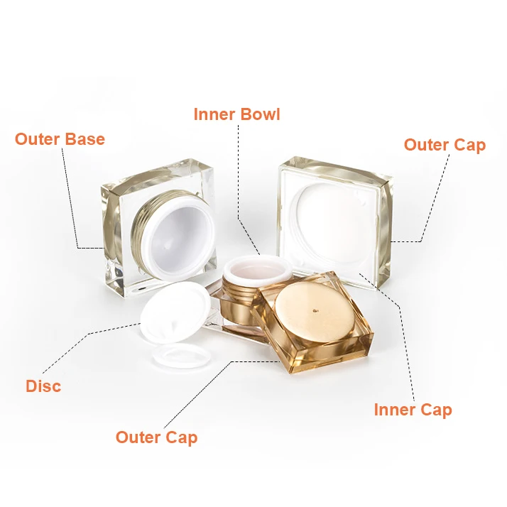 Factory price acrylic luxury fancy red square cosmetic jar