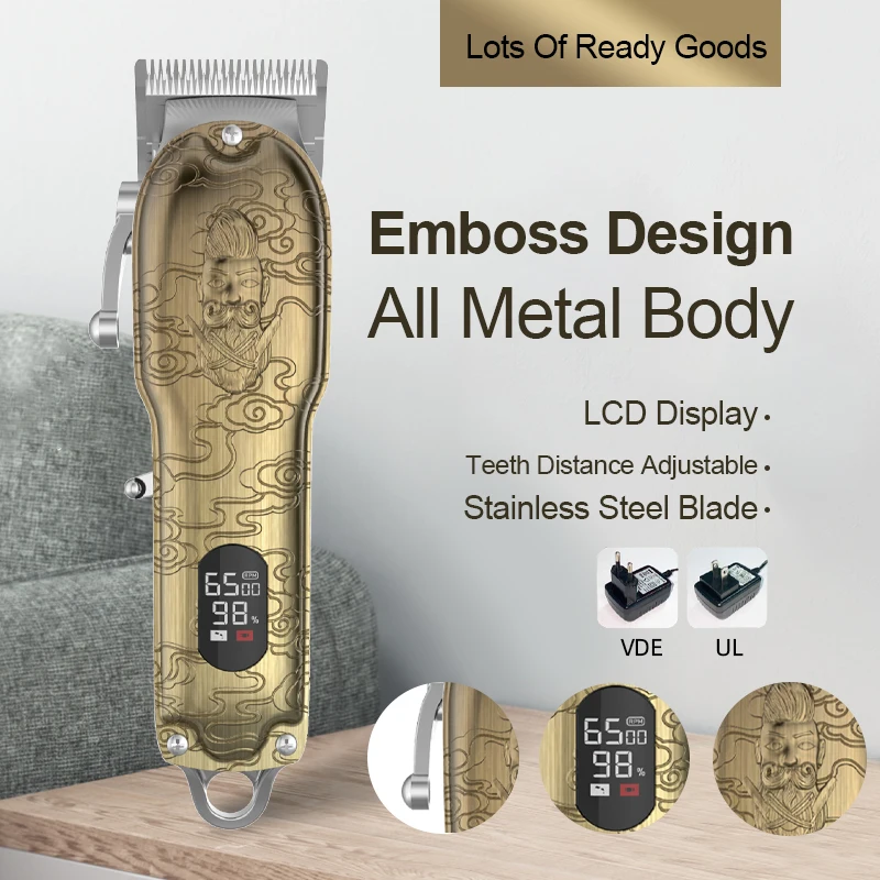 PSB rechargeable professional men electric cordless hair clipper trimmer with led display