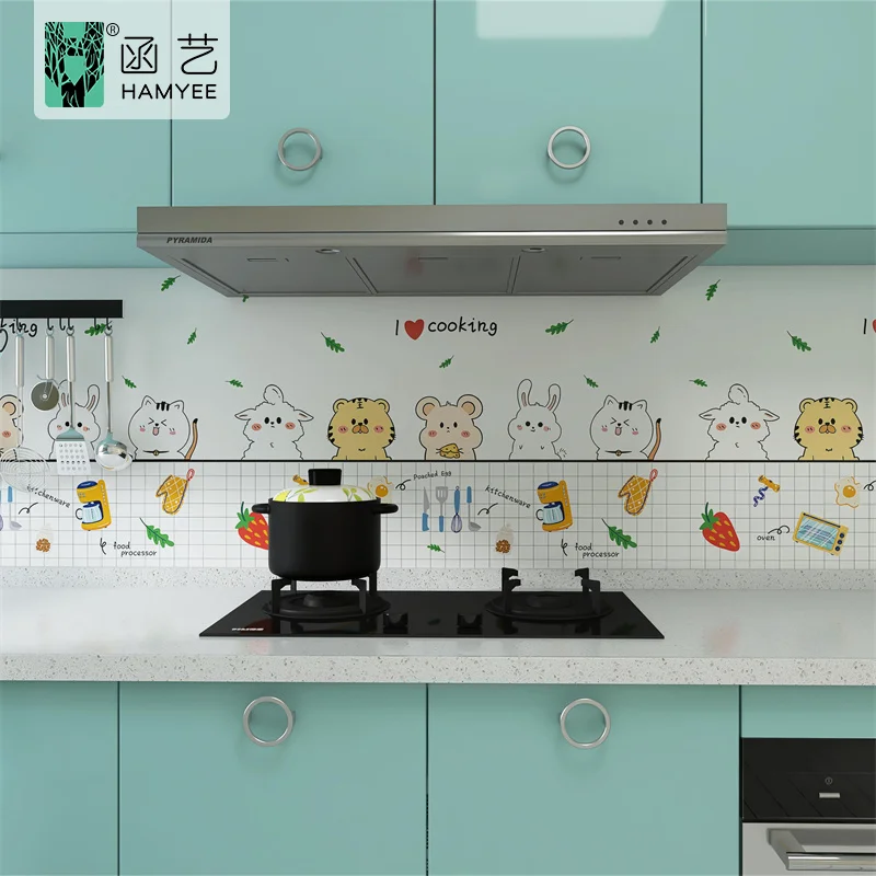 Cartoon design kitchen-wallpaper fireproof and waterproof wallpaper for kitchen