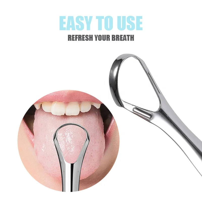 Professional Metal Tongue Scrappers Stainless Steel Tongue Cleaner Oral Care Tools For Adults