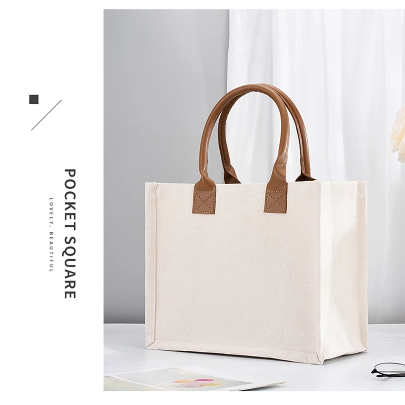 Customizable  canvas bags custom logo and pu handle Shopping Bags for Your Business or Event  mini canvas boat tote bags