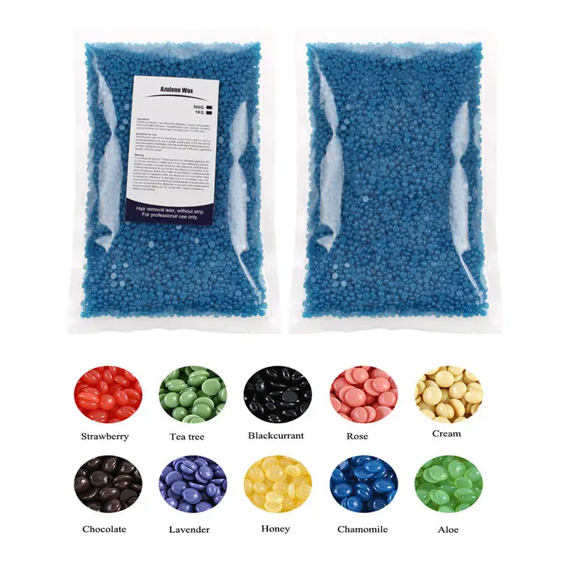 Hot Selling Depilatory Hard Wax Beans Luxury 1000g Hair Removal Wax Beans Depilatory Waxing Beads 32.5*21.5cm 10 Kinds