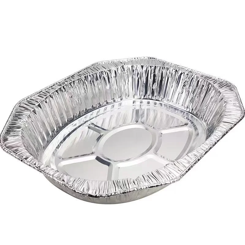 2024 New heavy duty rectangular aluminum foil container 5000cc 11 lb large aluminum foil food container tray lid
