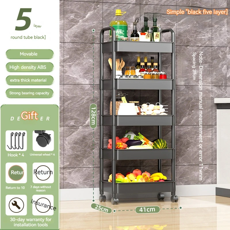 Kitchen rack floor multi-layer movable household vegetable basket storage storage shelf supplies