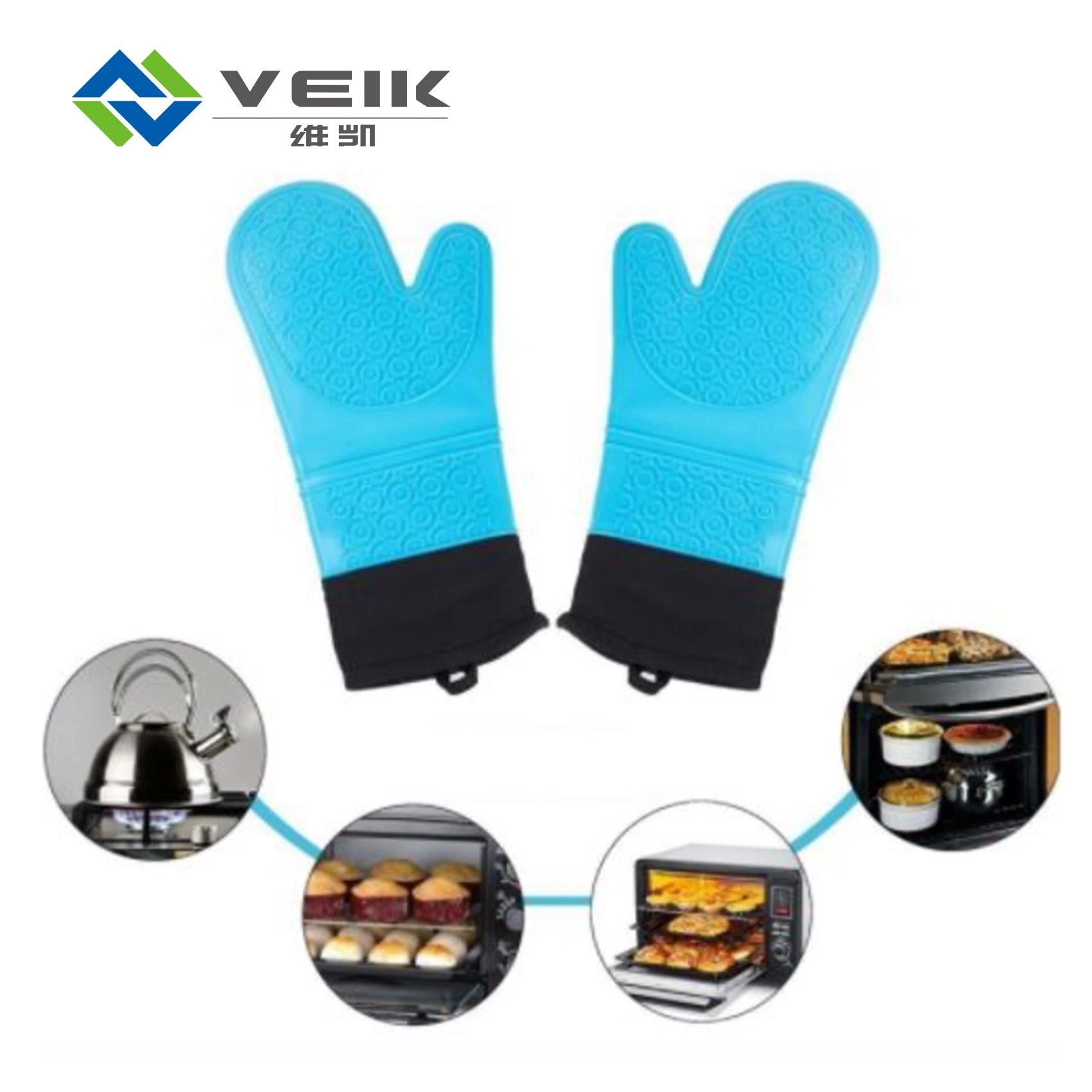 customized color silicone oven gloves cooking heat resistant silicone 2x heat resistant oven & bbq gloves