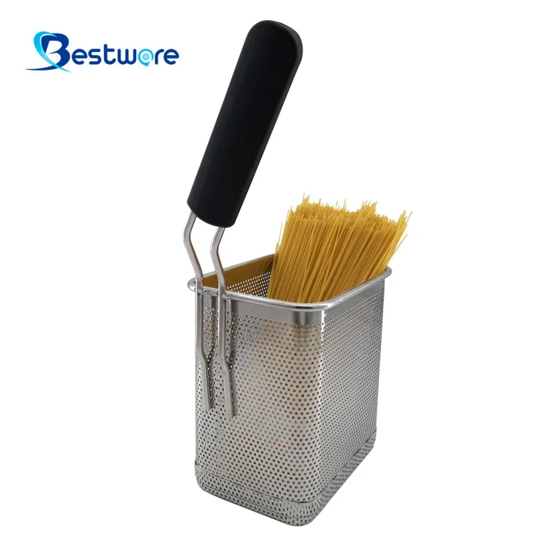 Fine Mesh Stainless Steel Pasta Basket Strainer For Pasta And Spaghetti Kitchen