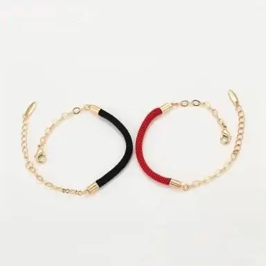 3D I-shaped buckle waterproof hand rope bracelet for men and women wearing gold colored woven steel wire rope leather rope