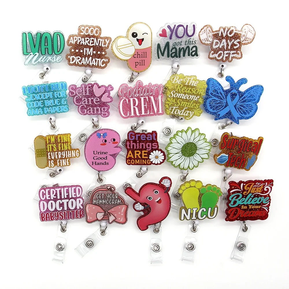Wholesale Nurse Accessories Badge Reel Acrylic Nursing School Decoration Supply Plastic Badge Card Holder Daily Gift