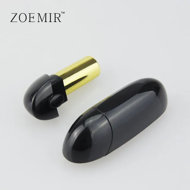 Unique Design Empty Black Lipstick Tube Container Custom Special Lipstick Case With Double Mirror