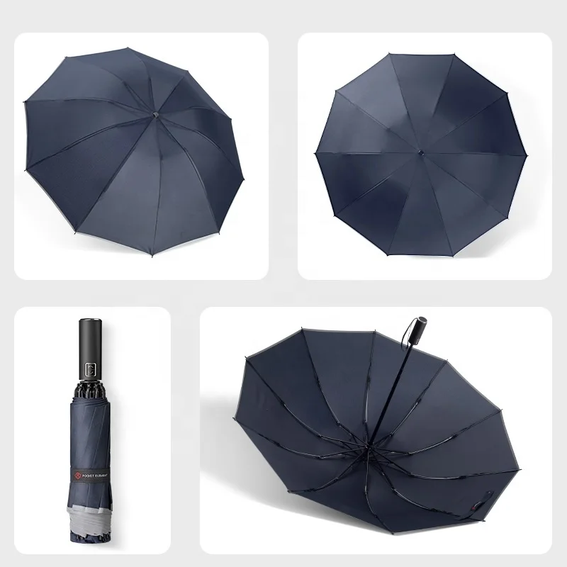 Automatic Led Flashlight Reverse Umbrella Edging Reflective Business Umbrella Custom Logo Advertising