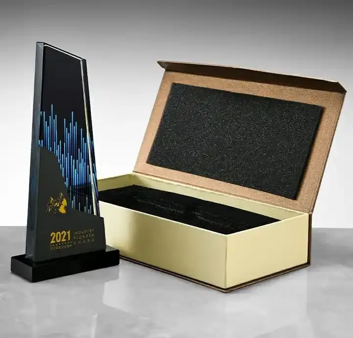 Wholesale Printing Crystal Trophy Awards Custom 3d Laser Encarving Office Trophy Marble Crystal Glass Trophies For Business Gift