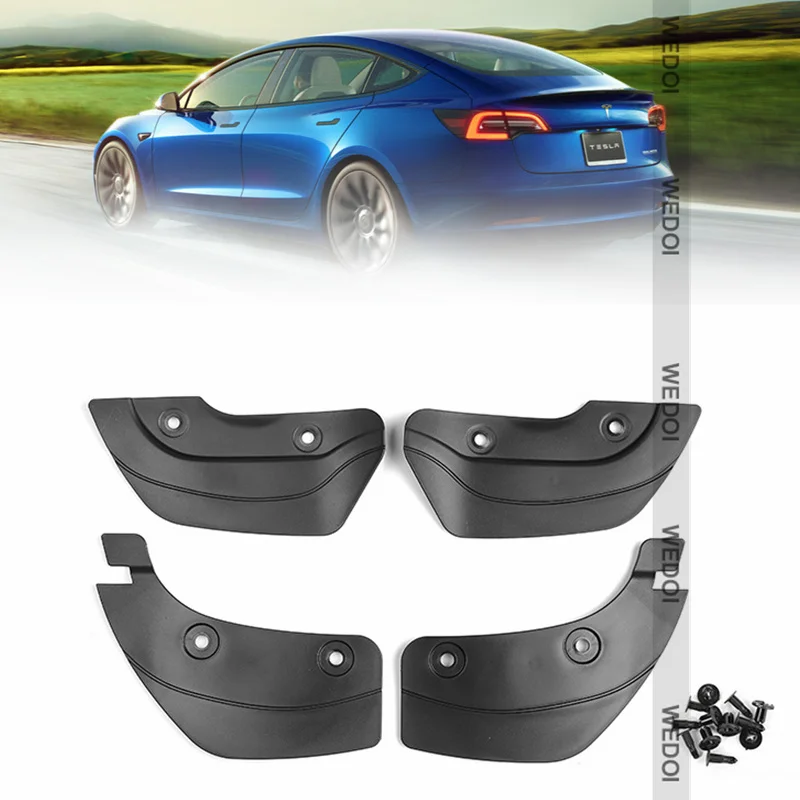 Customized Package Tesla Accessories 4pcs Car Mudguard PP Material car accessories 2024 Car Mudguard for Tasla model 3 Y