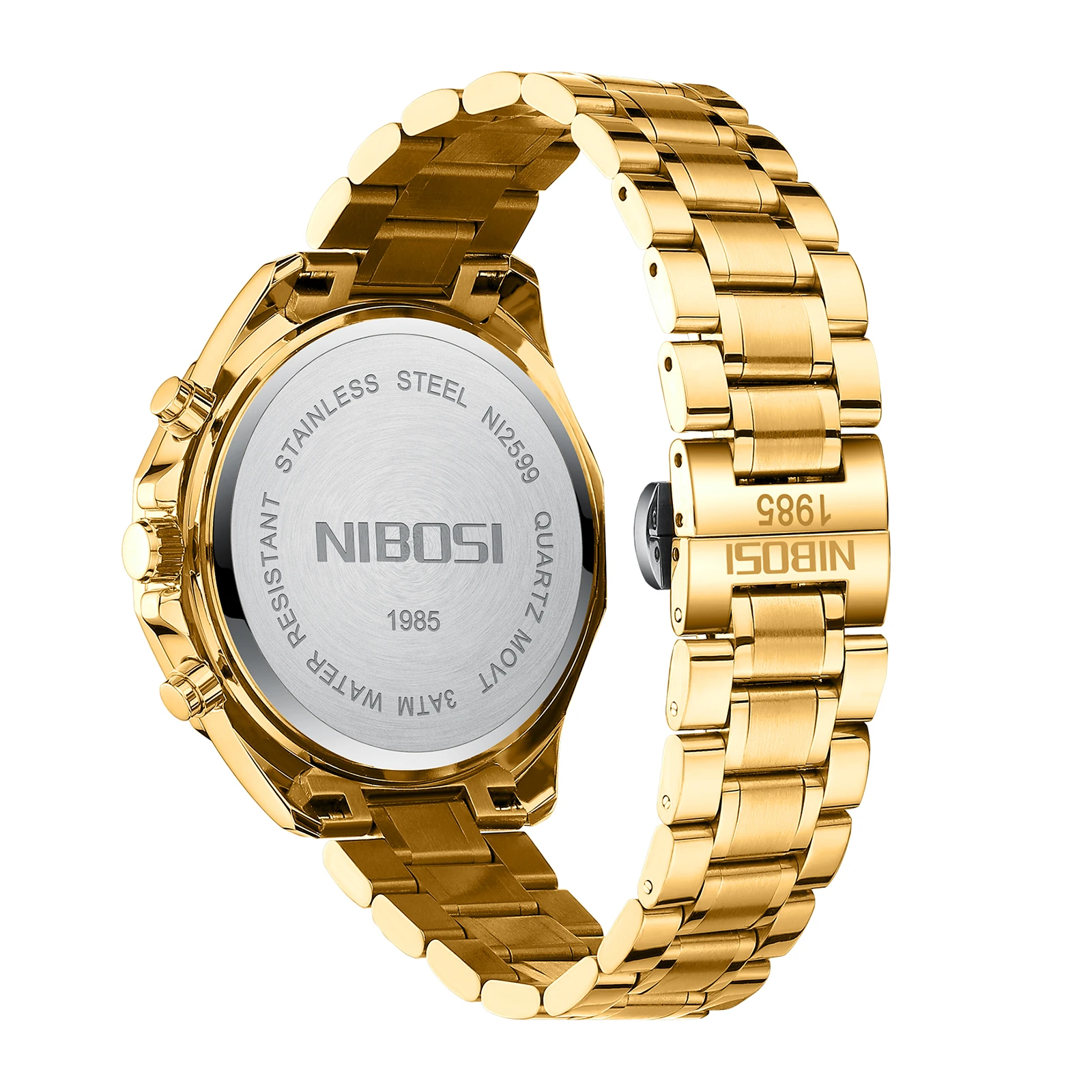 NIBOSI 2599 brand name Chinese mens quartz watch complications Steel Strap water proof Chrono all type business watch supplier