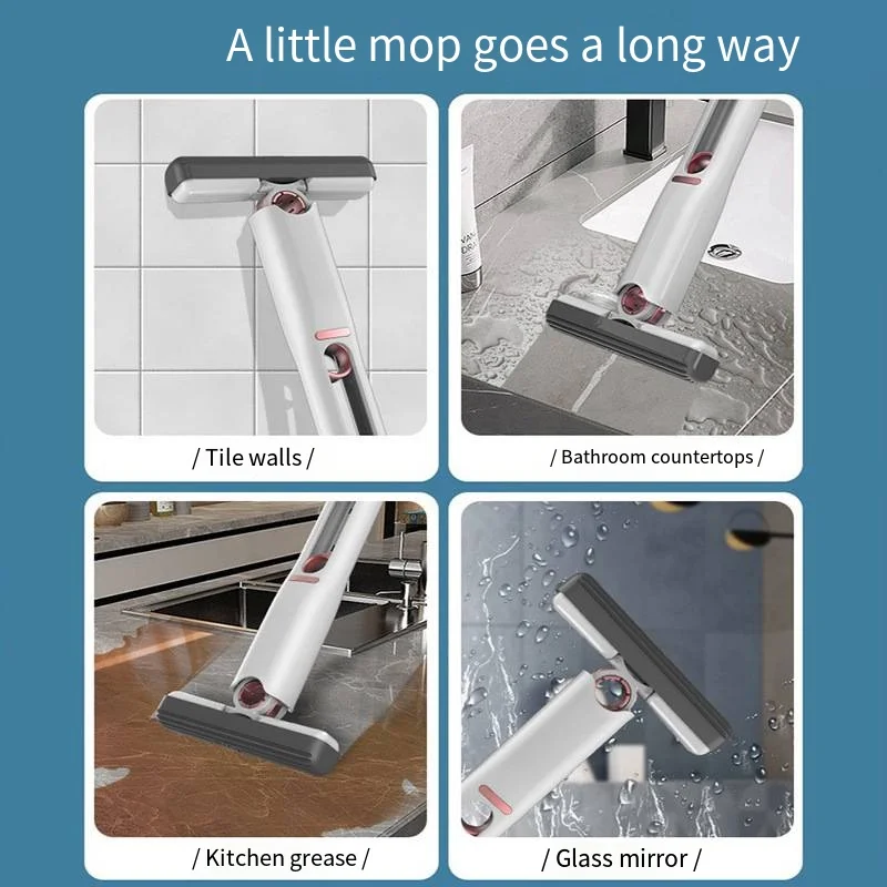 Factory wholesale multifunctional desktop lazy man mopi holding sponge absorbent flat squeeze mini small mop for Kitchen