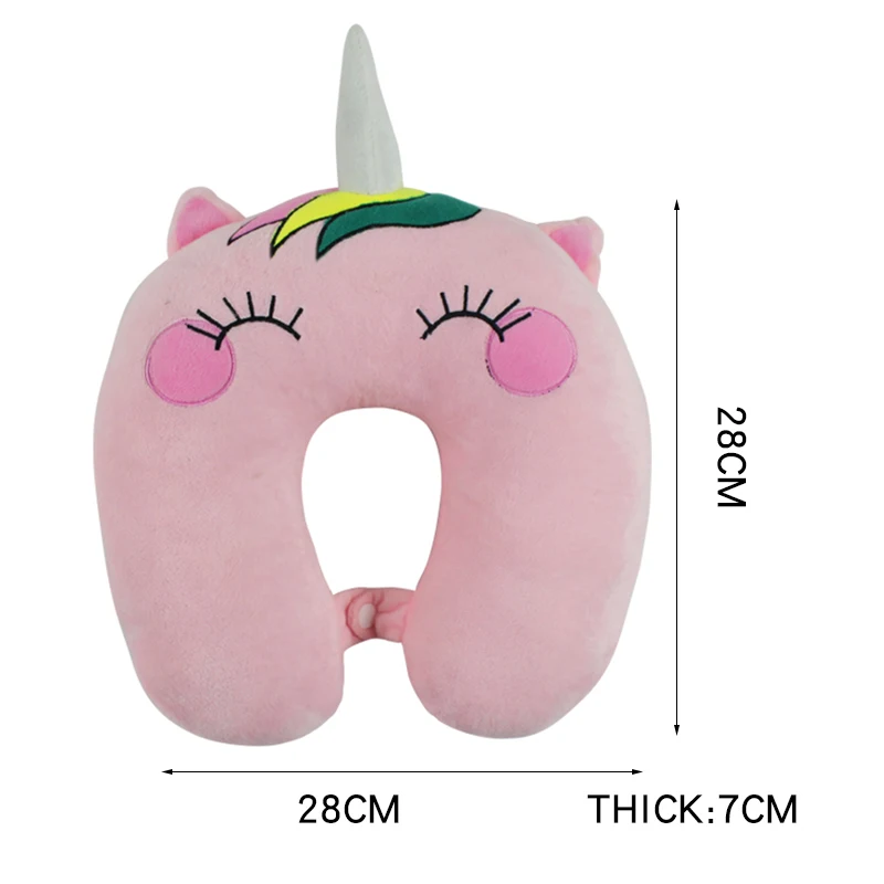 Cute Unicorn U Shape Travel Neck Pillow Cushion, Soft Car Headrest