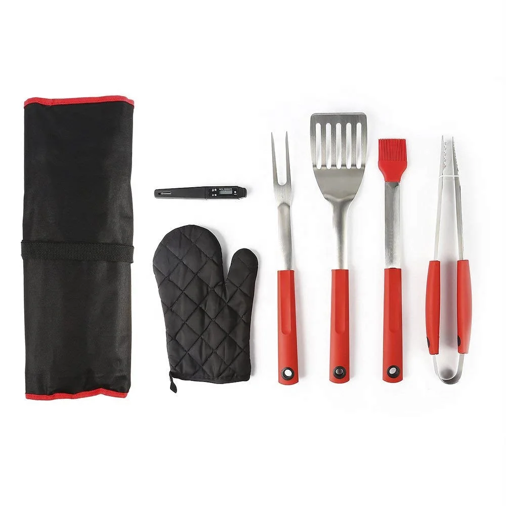 Hot Selling Stainless Steel Bbq Grill Tools Outdoor Portable Metal Cooking Tools Bag