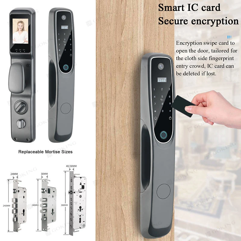 Goking card finger print access smart remote control tuya app wifi biometric door lock digital with camera