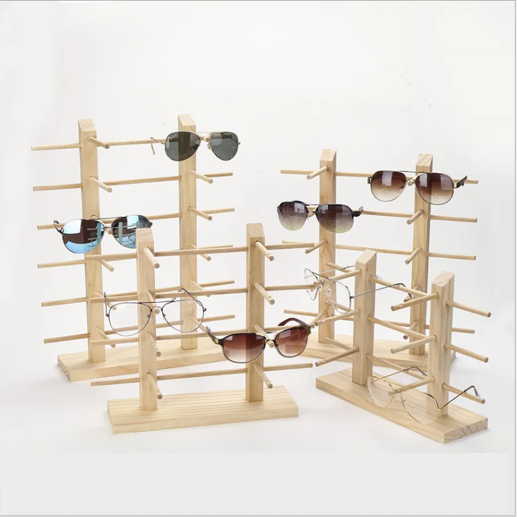 2022 Natural Wood Sunglasses Counter Display Rack Holding From 1- 12