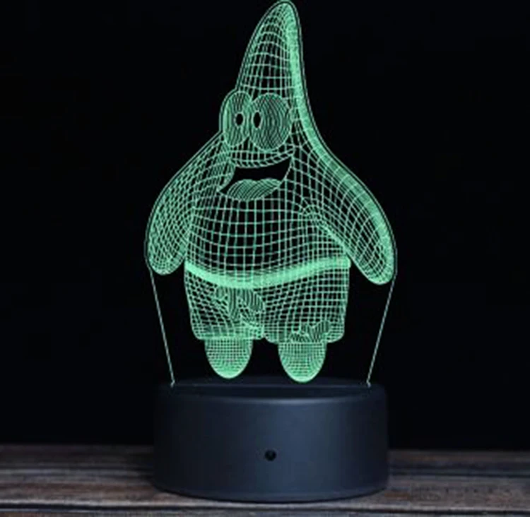 7-цветная градиентная 3D визуальная Иллюзия ночник для детской комнаты светодиодный сна