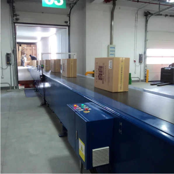 High chassis mobile inclined telescopic belt conveyor with battery  truck container loading unloading conveyor