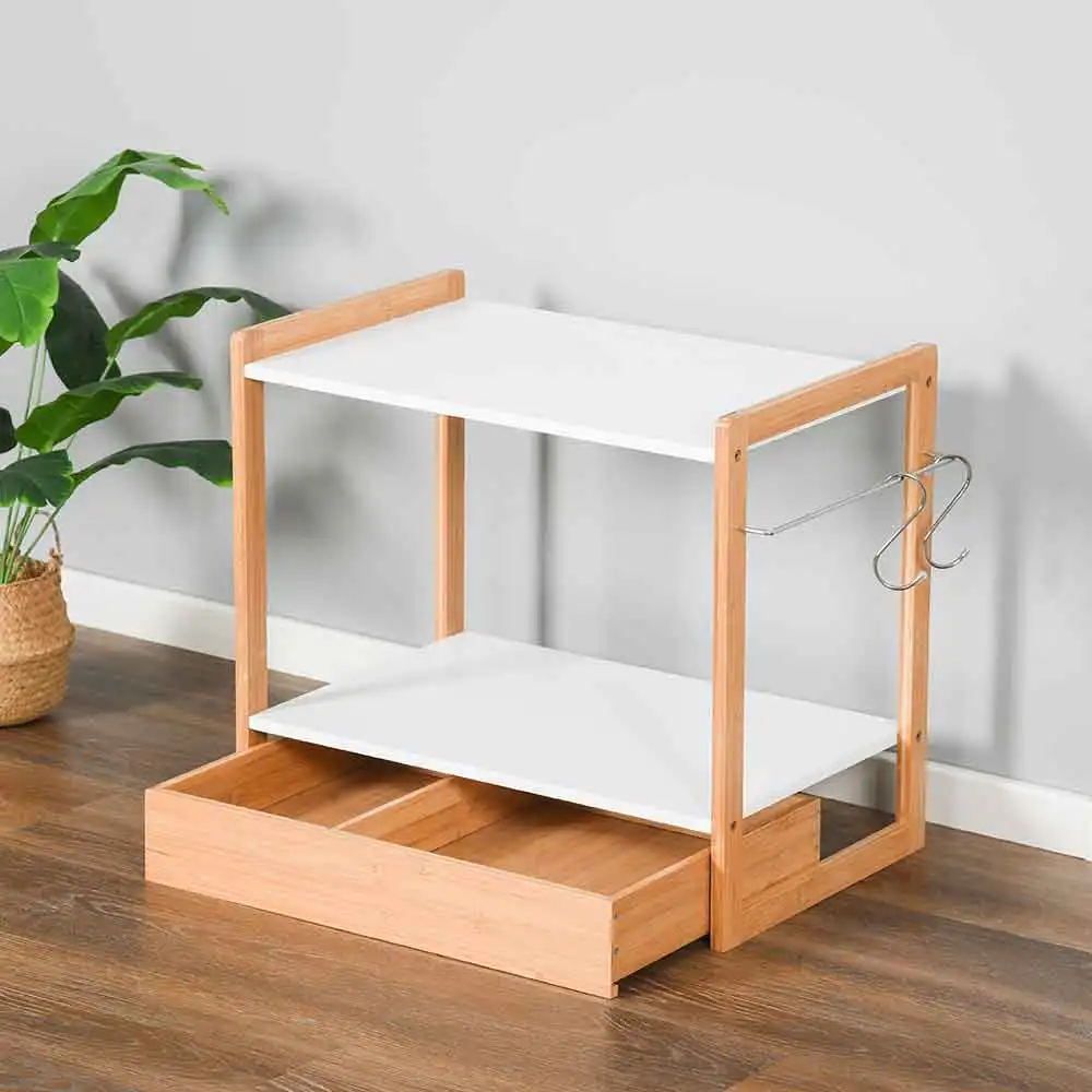 2023 New Products Kitchen Shelf Household Organizer Microwave Oven Rack Stand Wooden Storage Cabinet Shelves Display Racks