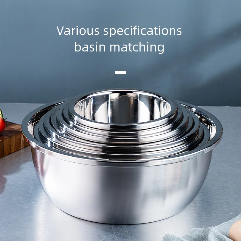 Modern wash fruit vegetable basin europe round deep bowl food wash mixing salad basin food grade stainless steel basin
