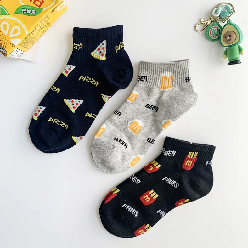 HF Summer socks new fast food series hamburger fries cartoon short tube alphabet socks