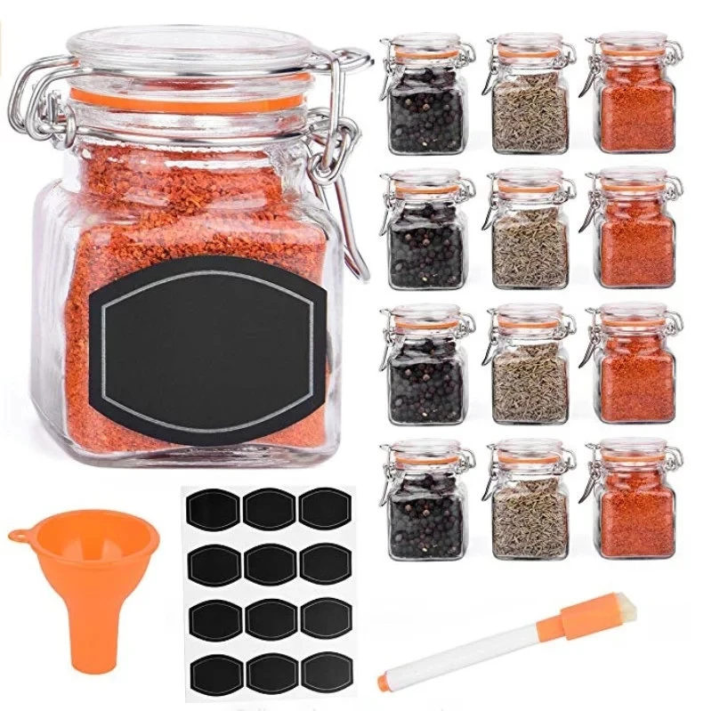 Glass Airtight Kitchen Packaging Storage Apothecary Jar For Spice Seasoning Food