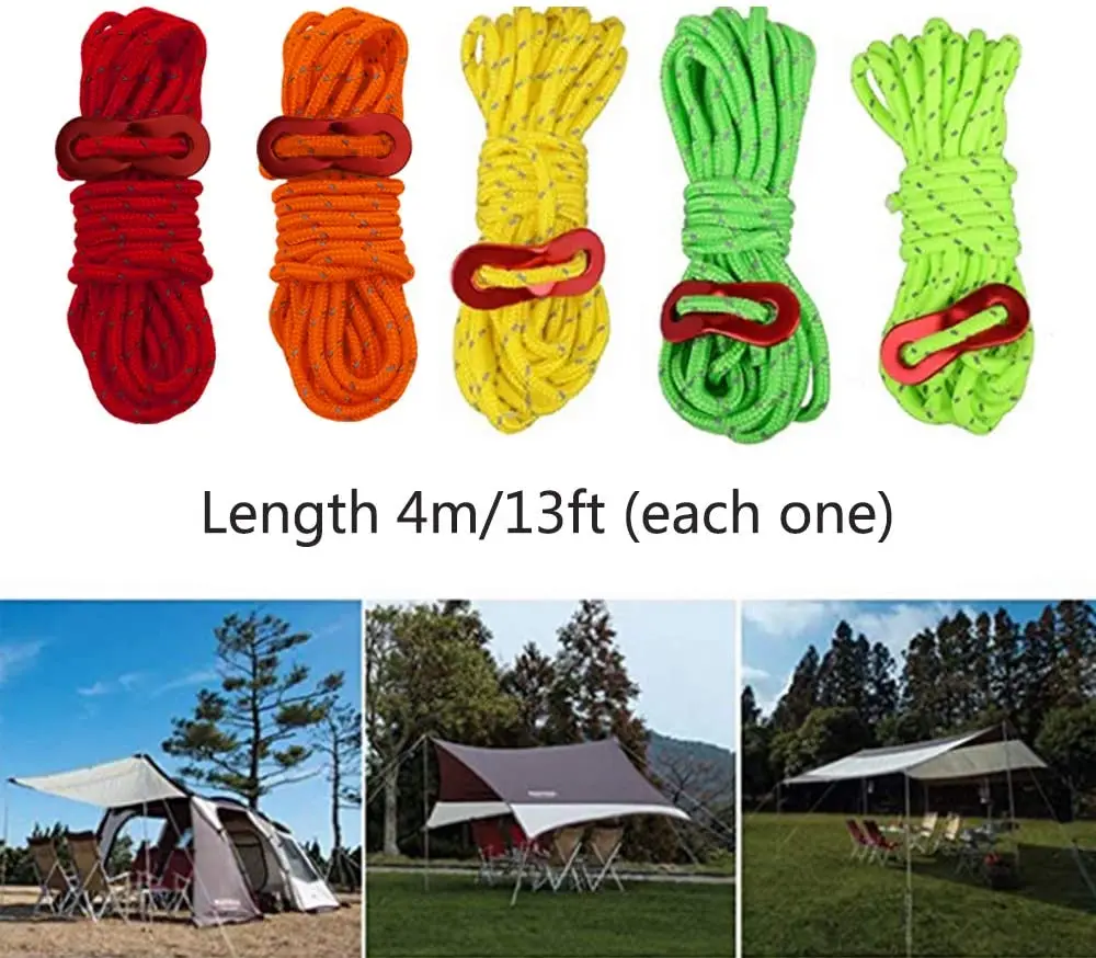 Selling Top Quality Custom Size Camping Accessories Reflective Tent Rope