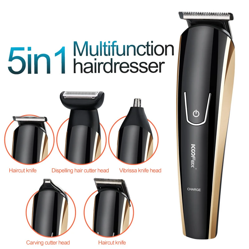5 In 1 Beard Nose Wireless Low Noise Tondeuse Cheveux, Portable All-In-One Shaving Machine Hair Trimmer