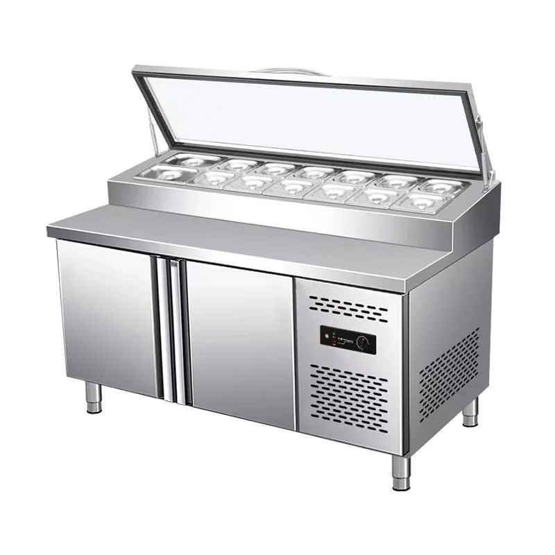 Pizza House 2-Door Prep Station Double-Temperature Compressor Pizza Making Refrigerator with 3-Door Style for Chillers