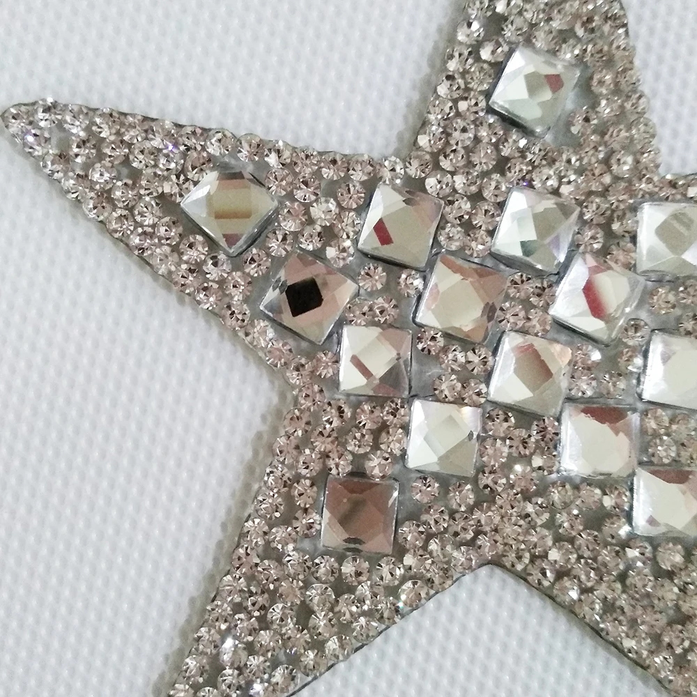 
LOCACRYSTAL Brand Motif Hot Fix Strass Applique Rhinestones Patches for Dress 