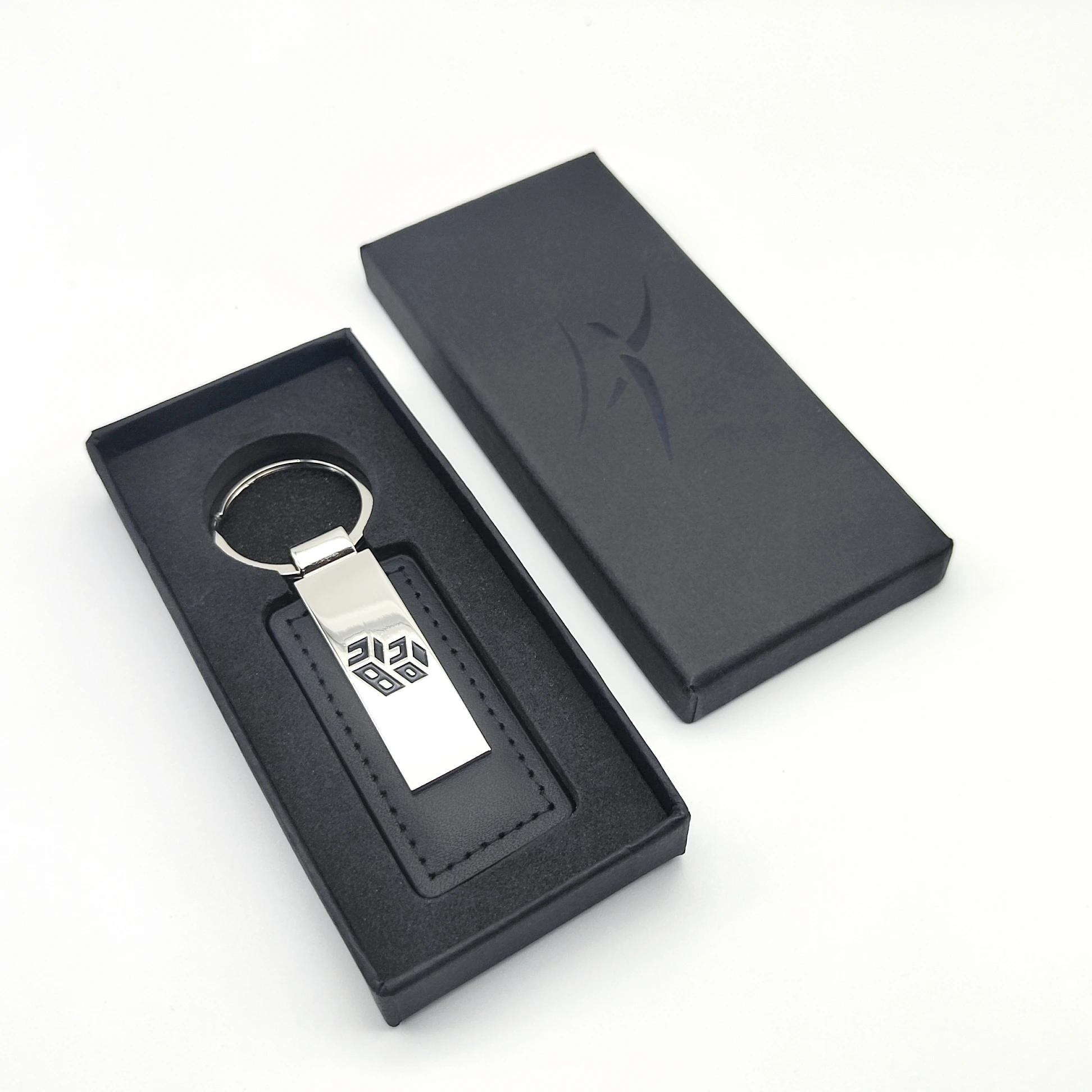 Promotional Gift Custom Embossed Logo Laser Engraving Car Pu Leather keychain leather measuring tape