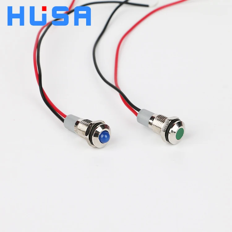 8mm mini hole diameter Metal pilot light waterproof led indicator lamp with 15cm cable or pins Red Green blue yellow white