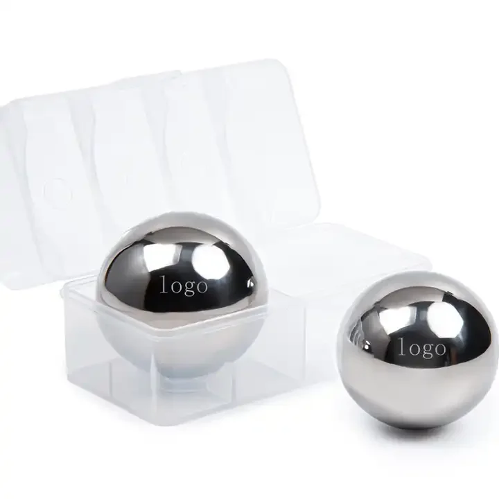 2 Pcs Reusable Ice Sphere Cubes Beverage Chilling Rock Whiskey Stones Cooling Stainless Steel Ice Balls for Whisky Beer Wine