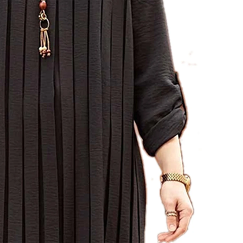 Factory wholesale blouse muslimah muslim blouses women dubai turkey long sleeve pleated solid shirt tops