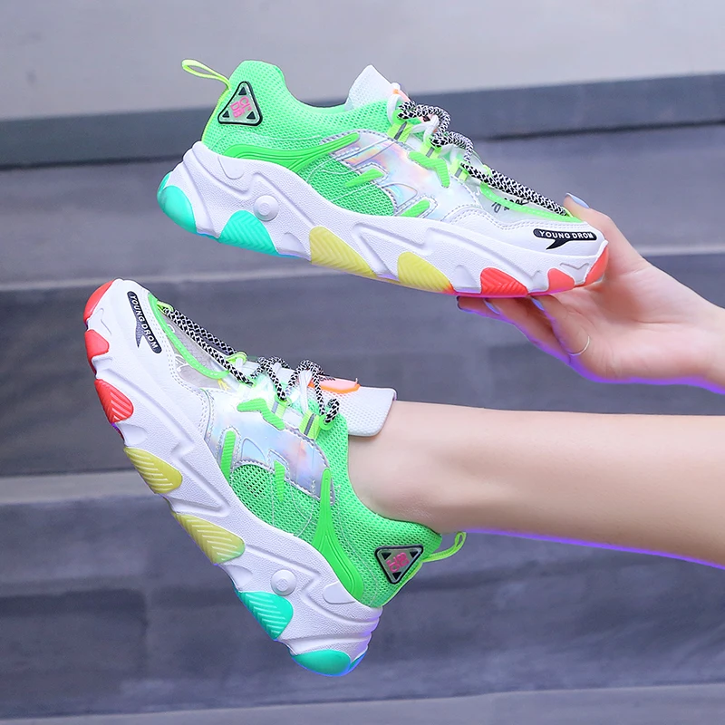 Женские кроссовки на платформе дышащая женская обувь из натуральной кожи модная для